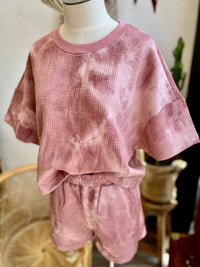*Quilted Washed Knit Top & Shorts Set in Mauve