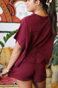 580 Friday - Lexi Boxy Short Set in Cabernet