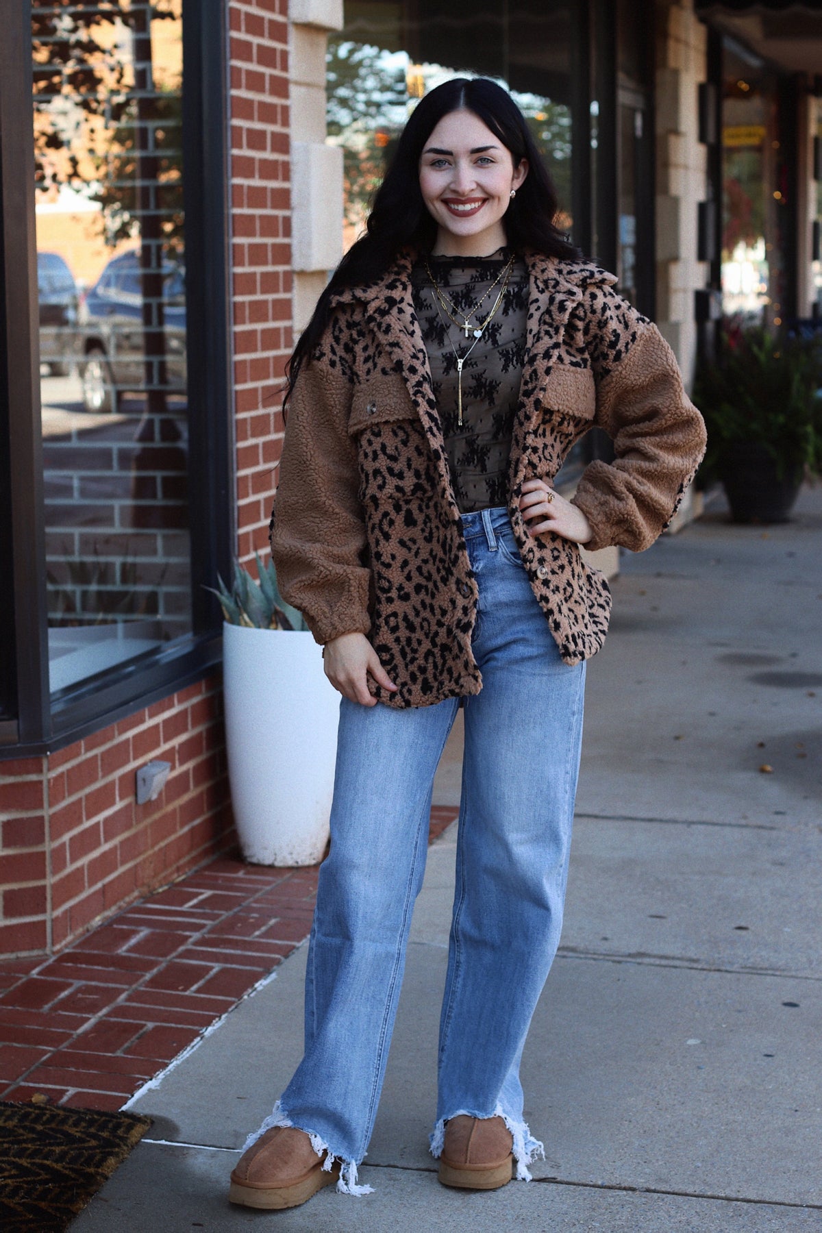 Oversized Sherpa Leopard Jacket