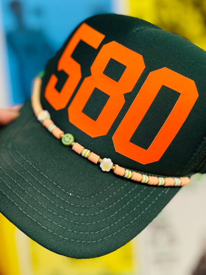 580 Hat Band // Green Smiley