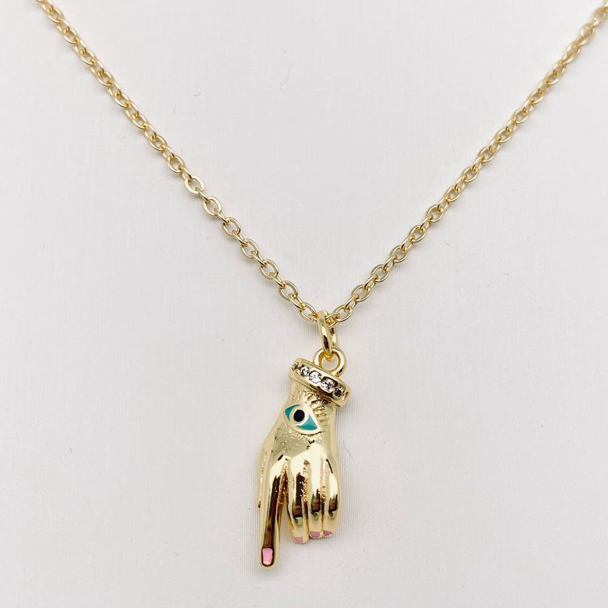 Gold Plated Hand Pendant Necklace