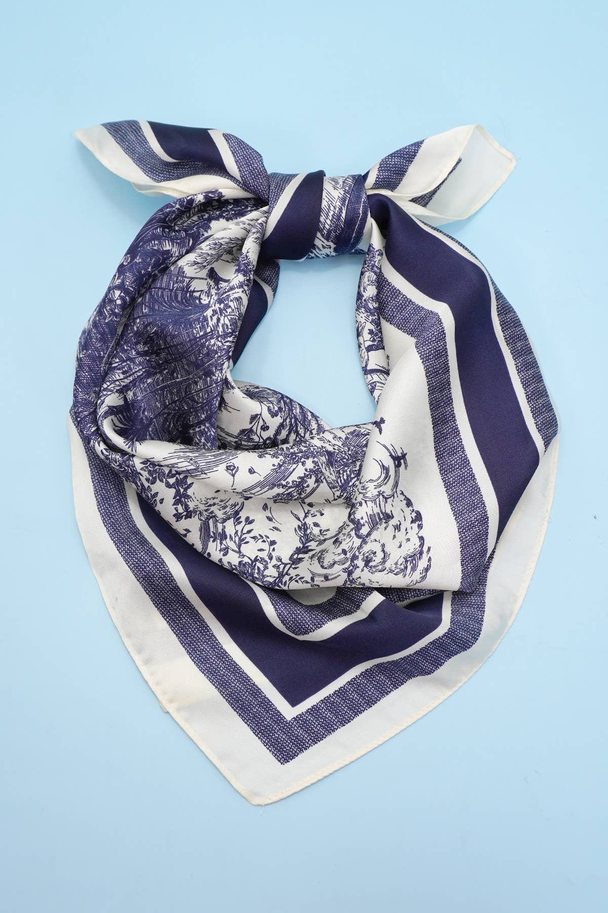 Forest Scene Navy & Ivory Bandana Scarf