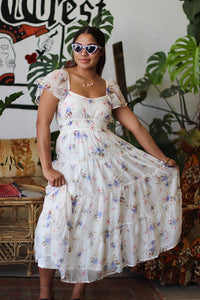 Ella Enchanted Blue Floral Midi Dress