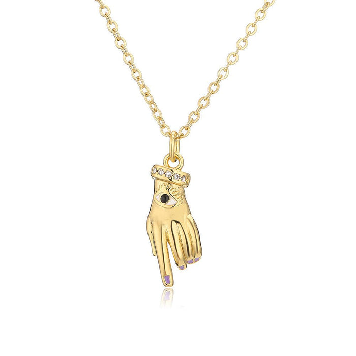 Gold Plated Hand Pendant Necklace