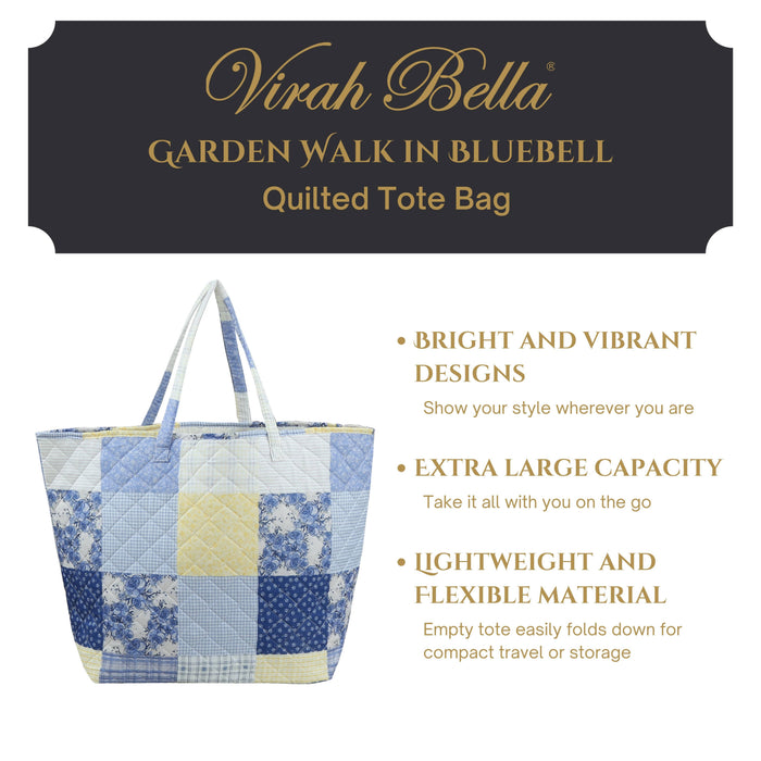 "Garden Walk in Bluebell" Quilted Tote Bag