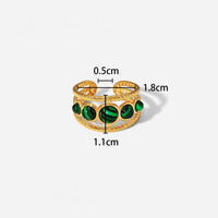 Gold-plated Malachite 5 Stone Adjustable Ring