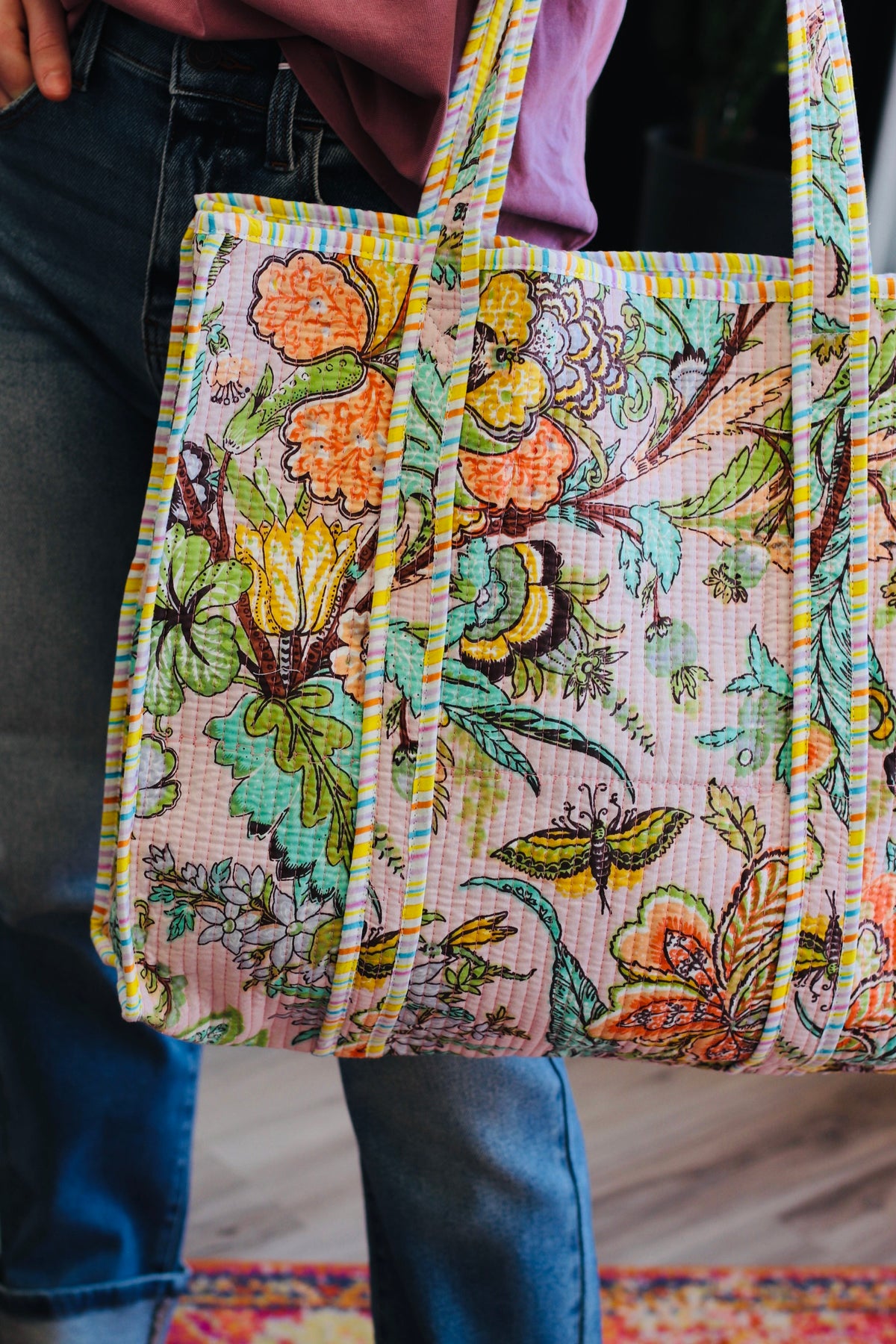Botanical Quilted Tote Bag