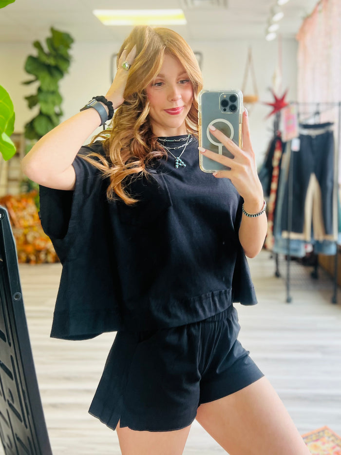 580 Friday - Lexi Boxy Short Set in Black
