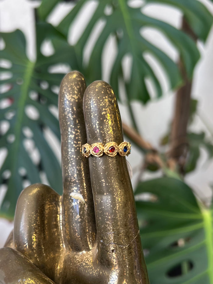 Colorful Inlay CZ 18K Gold Plated Ring