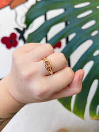 Horse Eye Zircon 18K GP Ring + Champagne