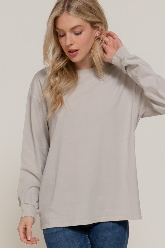 Basic Long Sleeve Top + Taupe