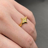 CZ Inlaid Star 18K Gold Plated Ring in Gold