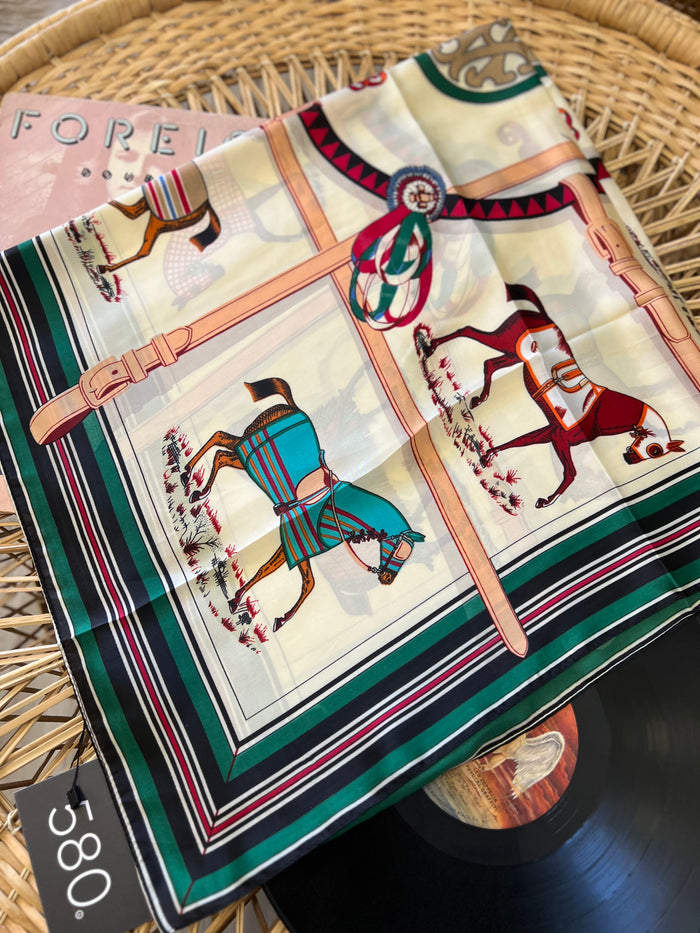 XL Horse Print Silk-Style Bandana