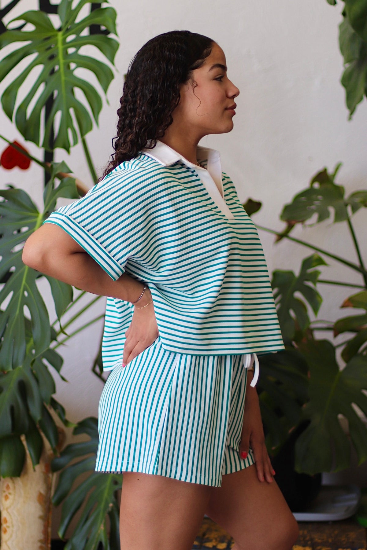 Conrad Striped Short Set + Green