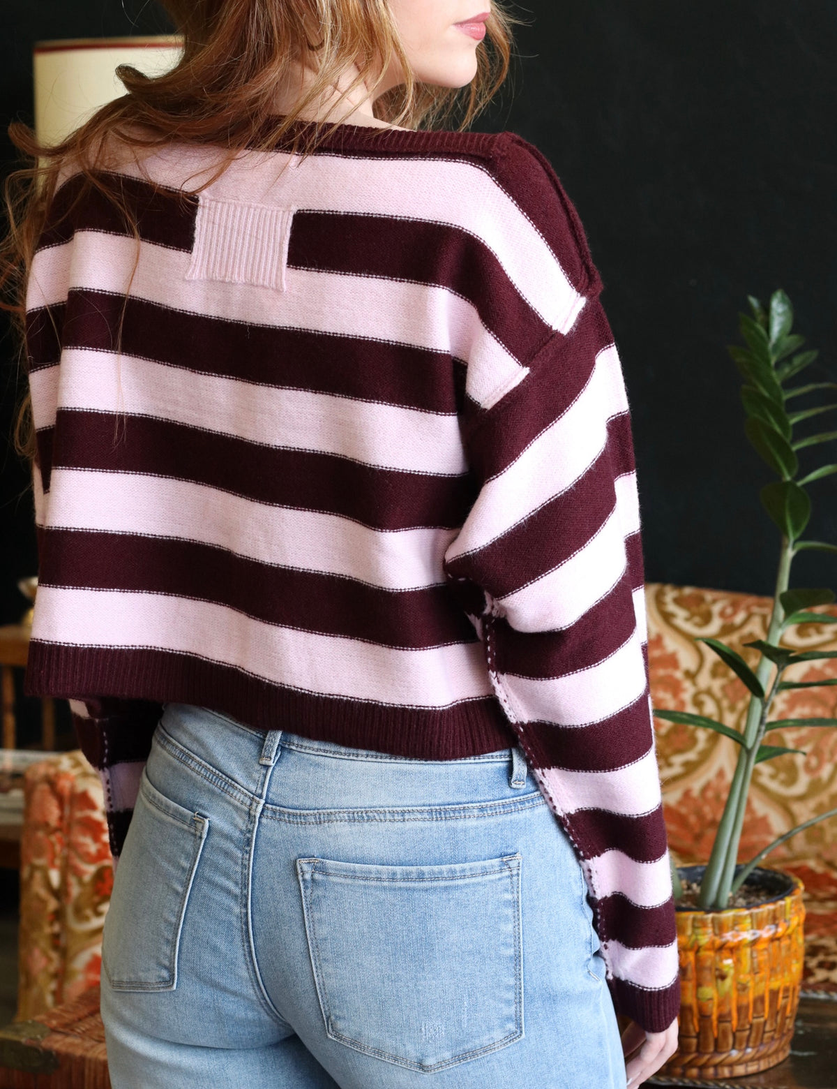 Leslie Burgundy Striped Long Sleeve