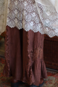 Andie Lace Panel Wide Leg Pants + Brown