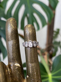 5 Zircons 18K Gold Plated Ring in Silver