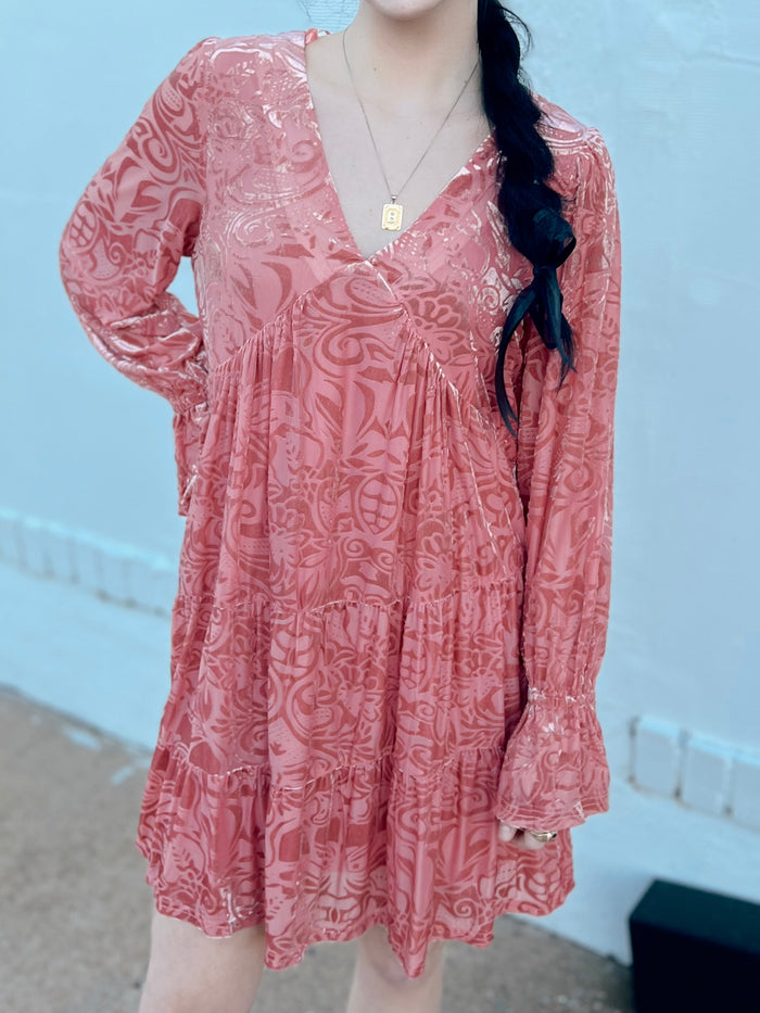 Enchanted Velvet Burnout Dress + Mauve