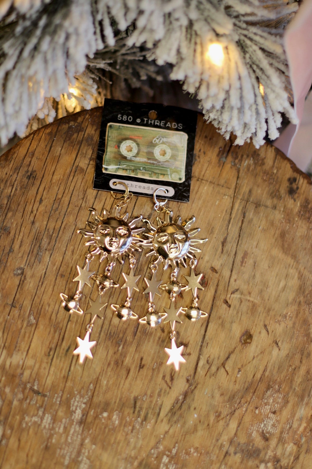 Sun & Planet Dangle Earrings