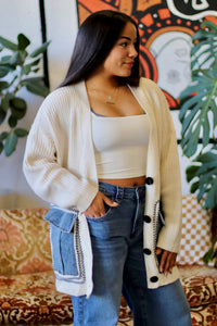 Oversized Denim Pocket Cardigan