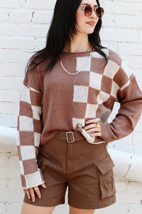 Charlee Checkered Sweater + Mocha