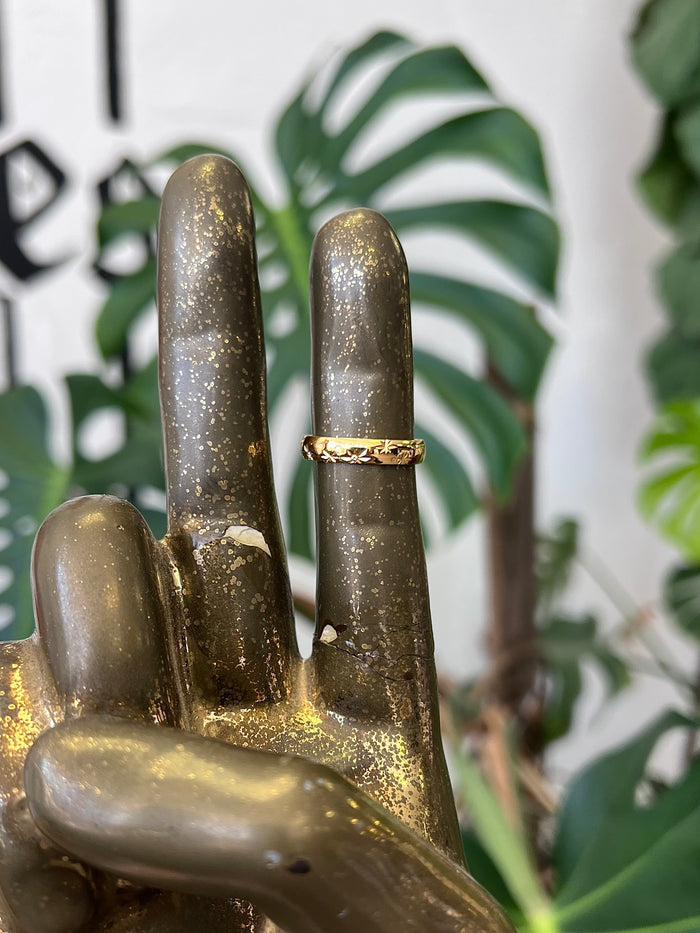 Inlaid Stars 18K Gold Plated Band Ring