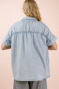 Chambray Oversized Button Down Top