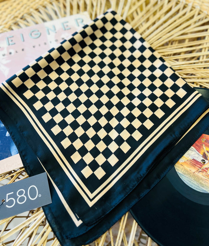 Mocha Checkered Bandana Scarf