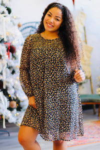 Leopard Long Sleeve Mini Dress