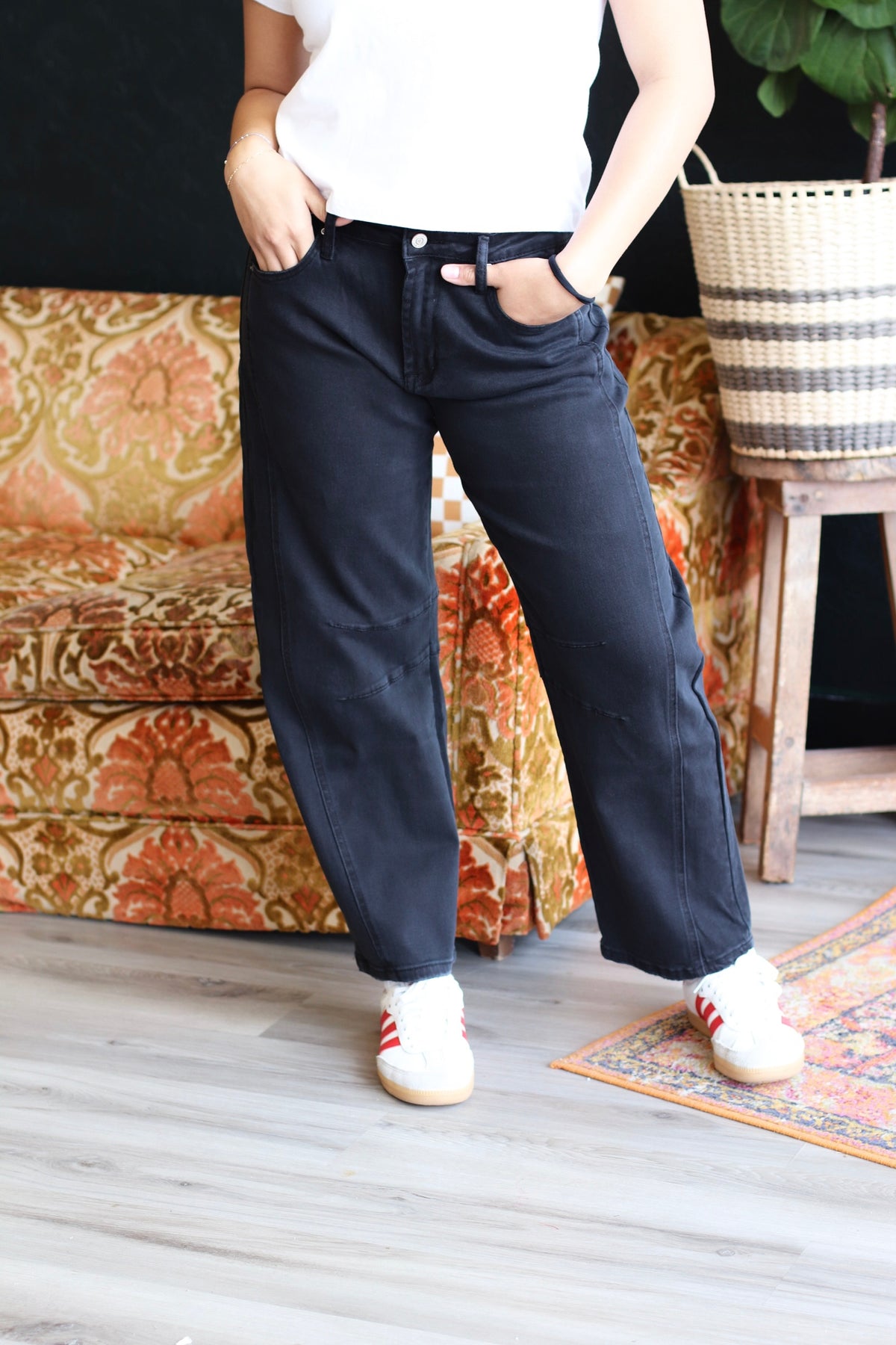 Barrel Leg Jeans + Black
