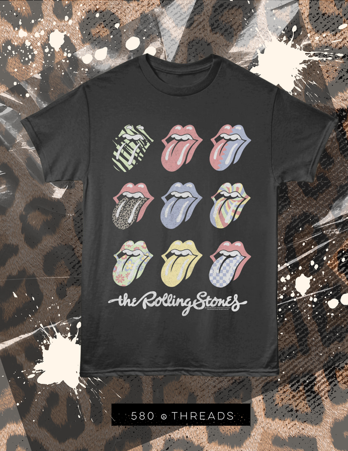 Rolling Stones Tongues Tee in Smoke