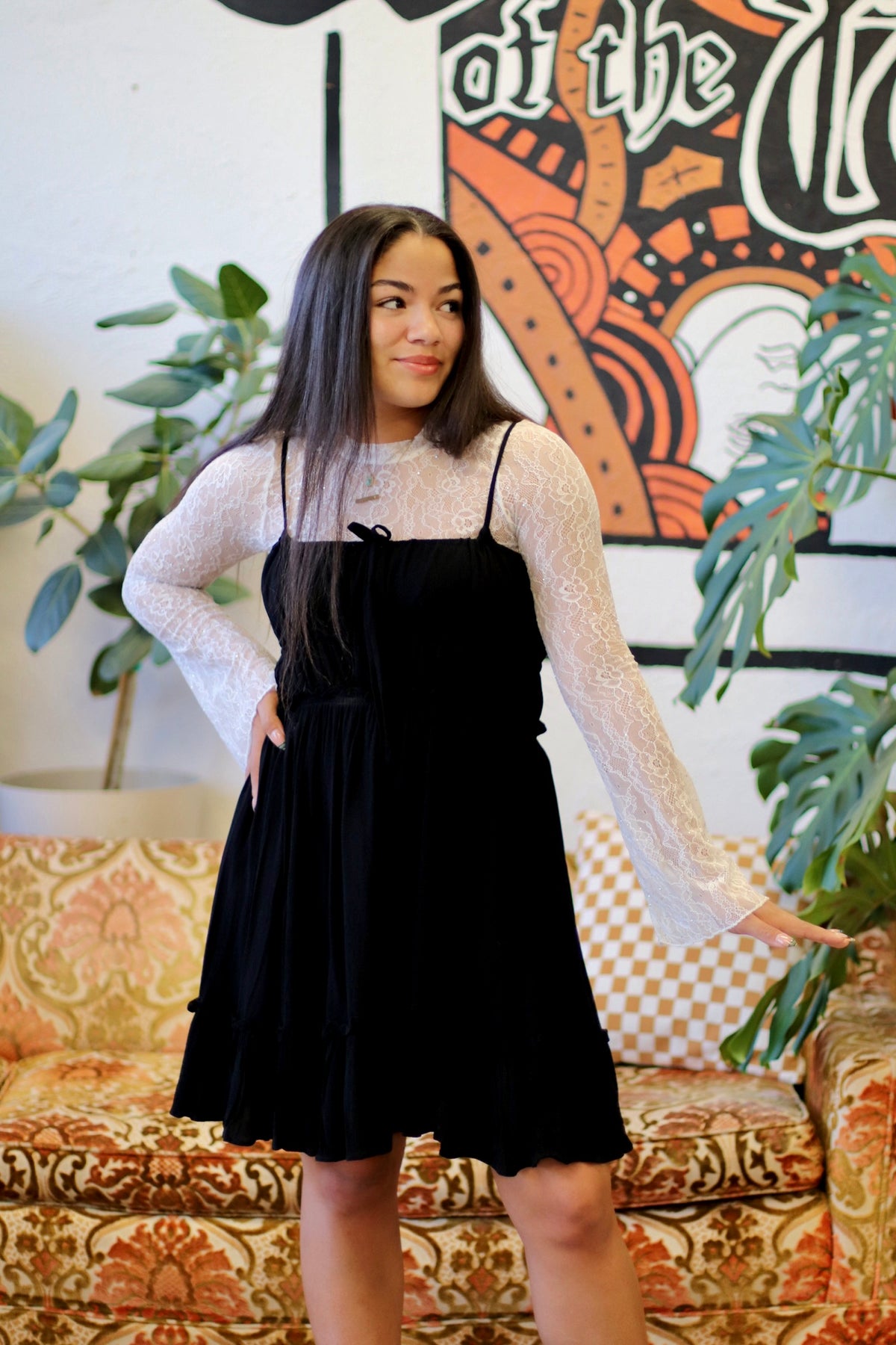 Flowy Mini Dress in Black