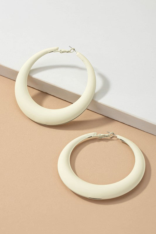 Cream Puffy Hoops