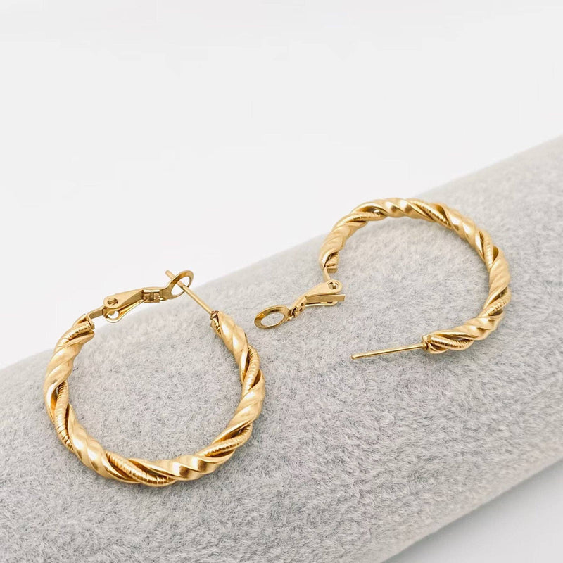 18K Gold Plated Spiral Hoop Earrings