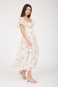 Ella Enchanted Blue Floral Midi Dress