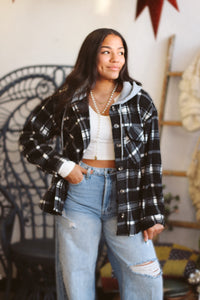 Plaid Hooded Shacket + Black | BF '25