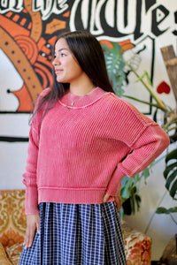 Ribbed Crop Sweater + Red