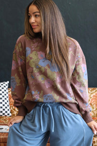 DJ Brown Floral Print Sweatshirt
