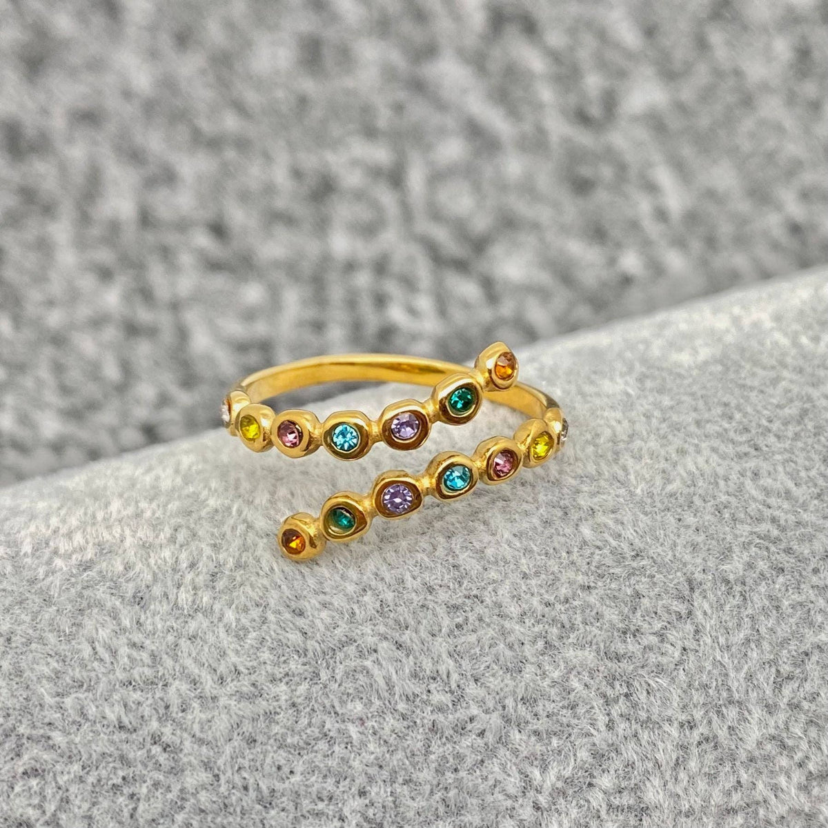18K GP Rainbow Adjustable Ring