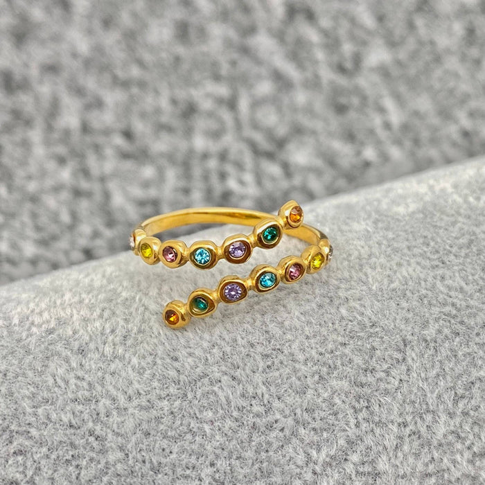 18K GP Rainbow Adjustable Ring