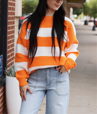 Striped Gameday Sweater + Orange/White