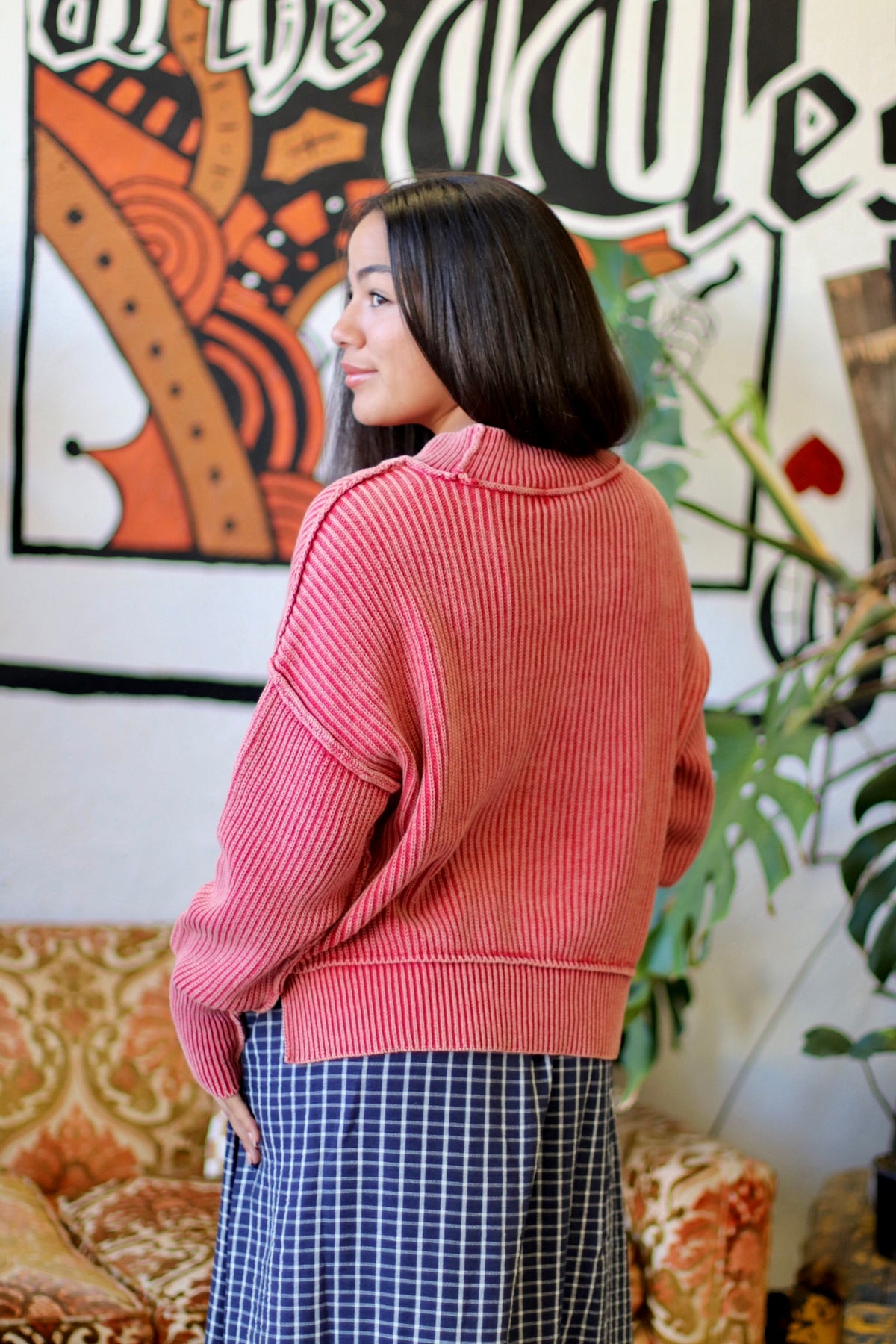 Ribbed Crop Sweater + Red