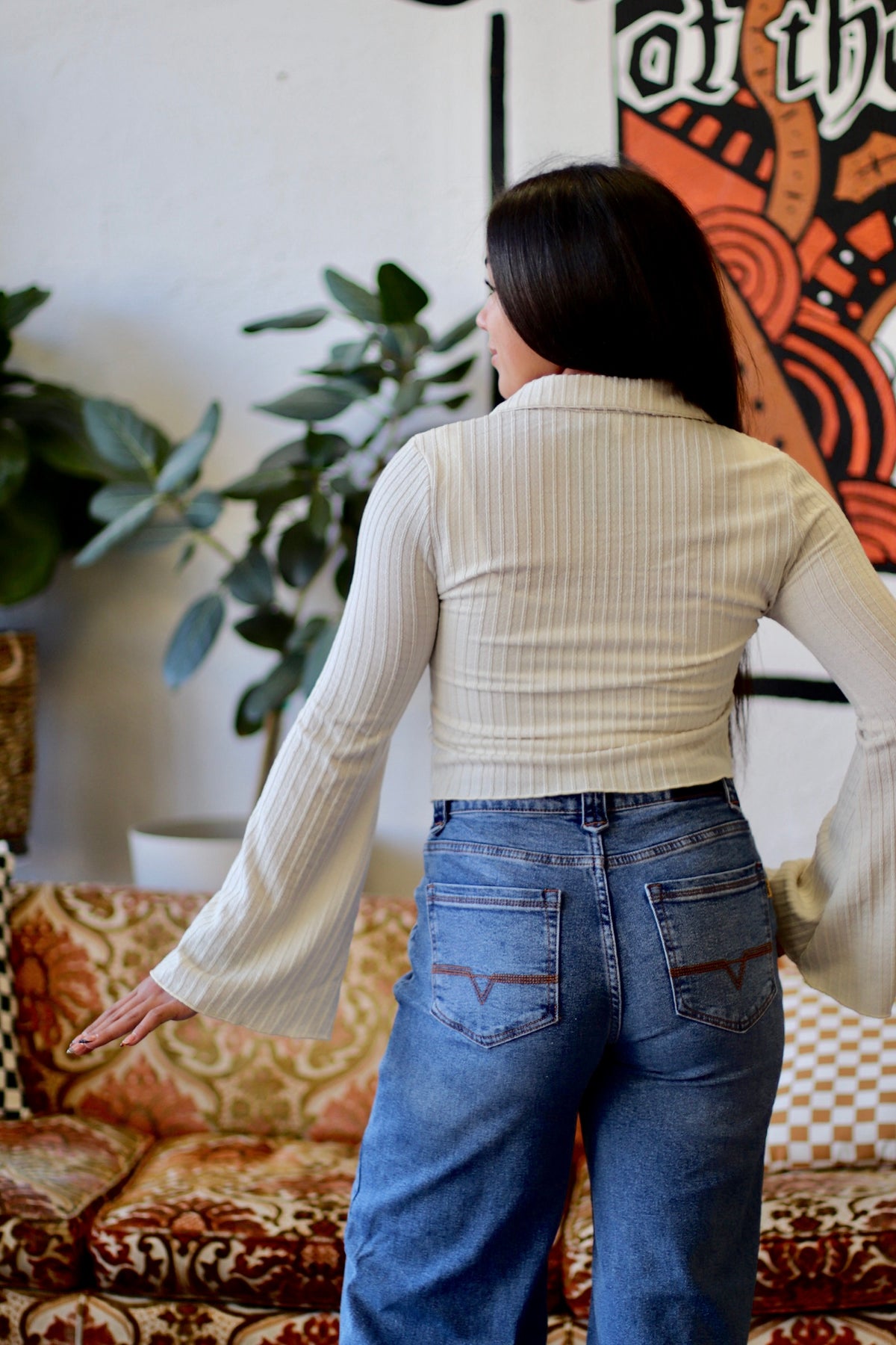 Knit Button Down Top + Cream