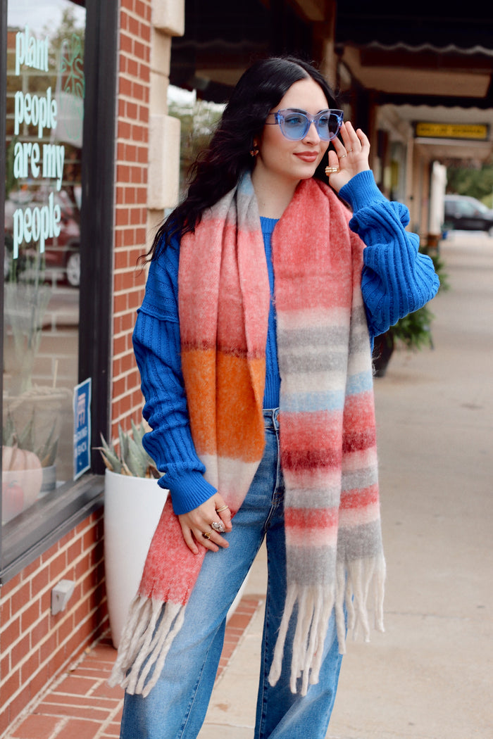 Sasha Striped Scarf + Pink