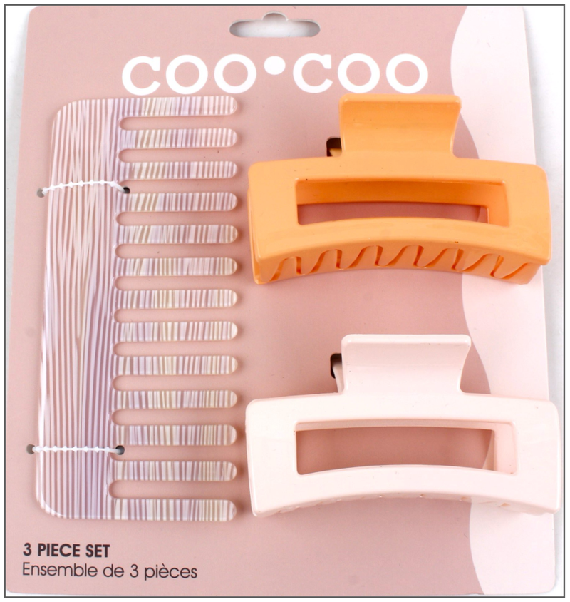 1 PC Comb + 2 Square Claws Peach