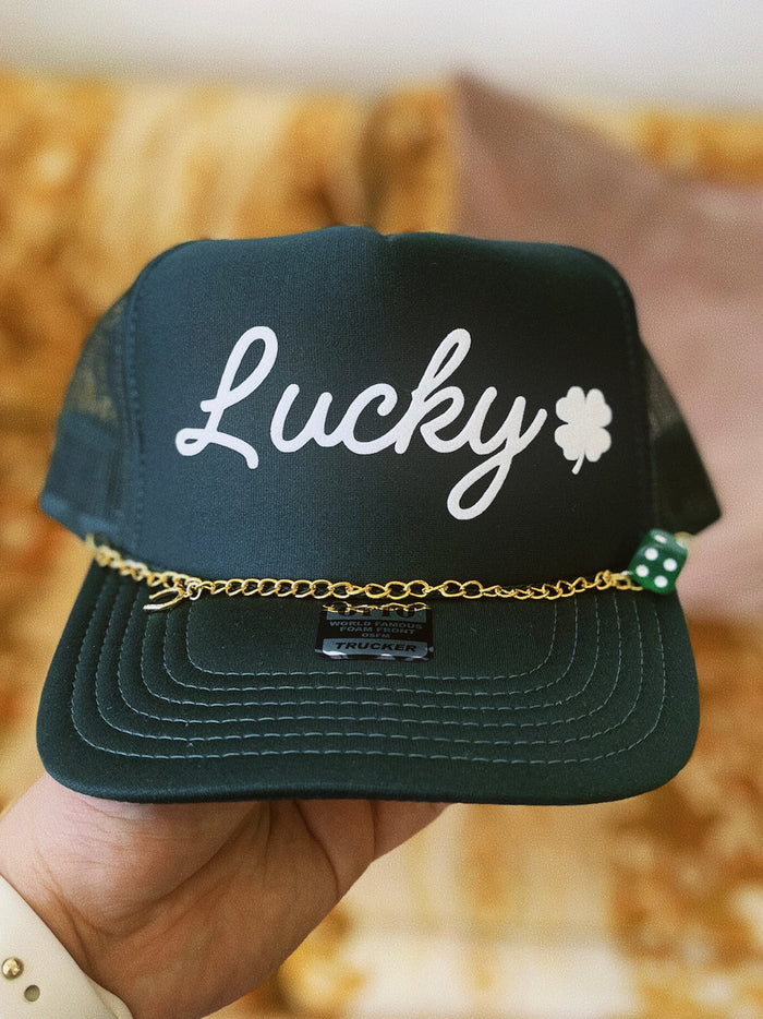 580 Trucker +Lucky Charm Hat | Drk. Green