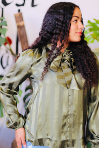 Pretty Green Striped Blouse