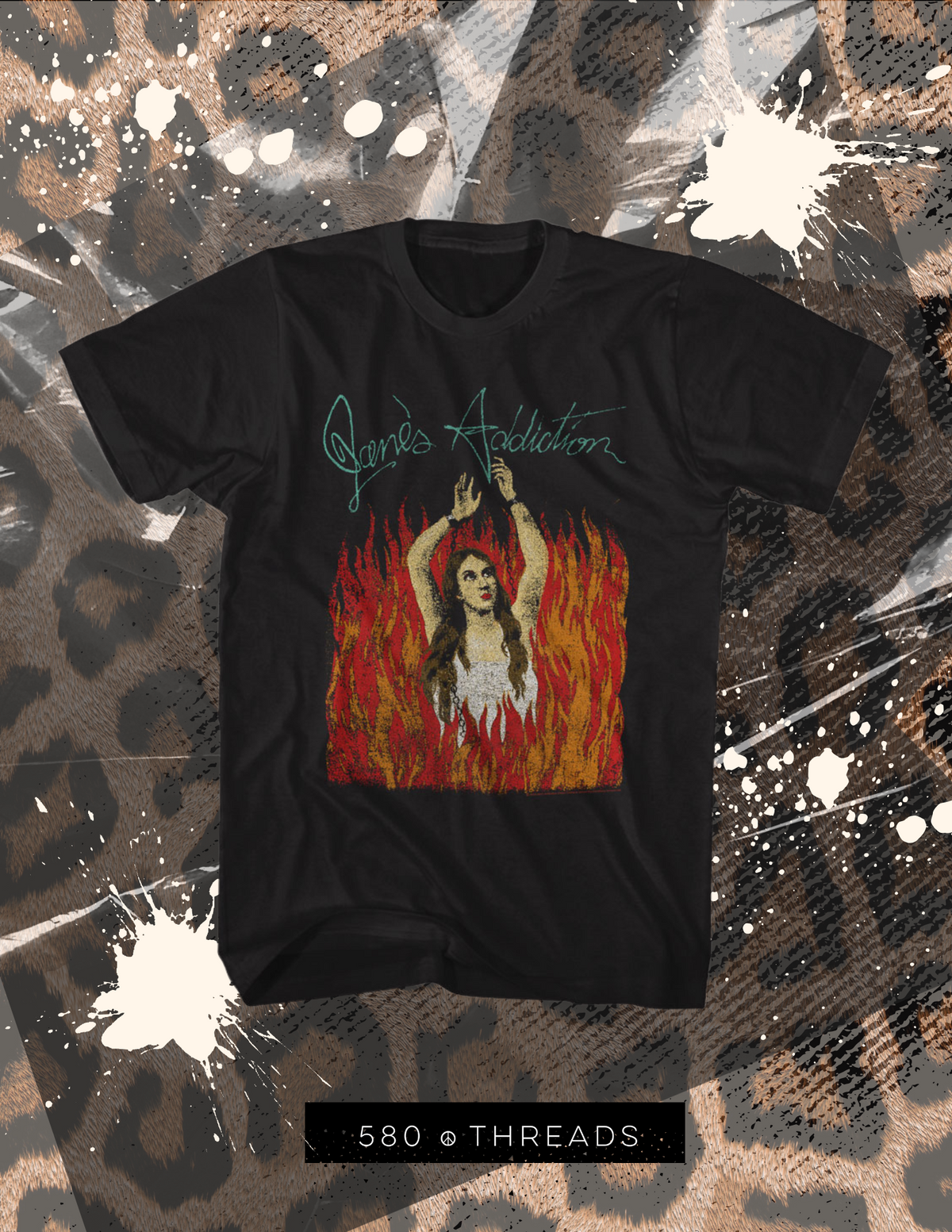 Janes Addiction Burning Girl Tee in Black