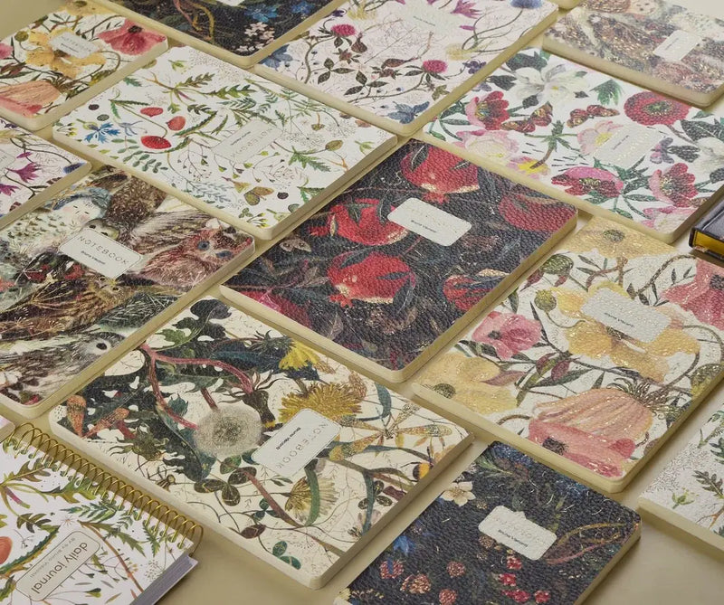 Vegan Leather A5 Notebook - Forest Flowers