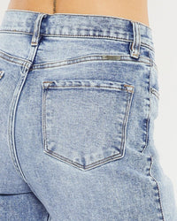 model wearing wide leg jeans